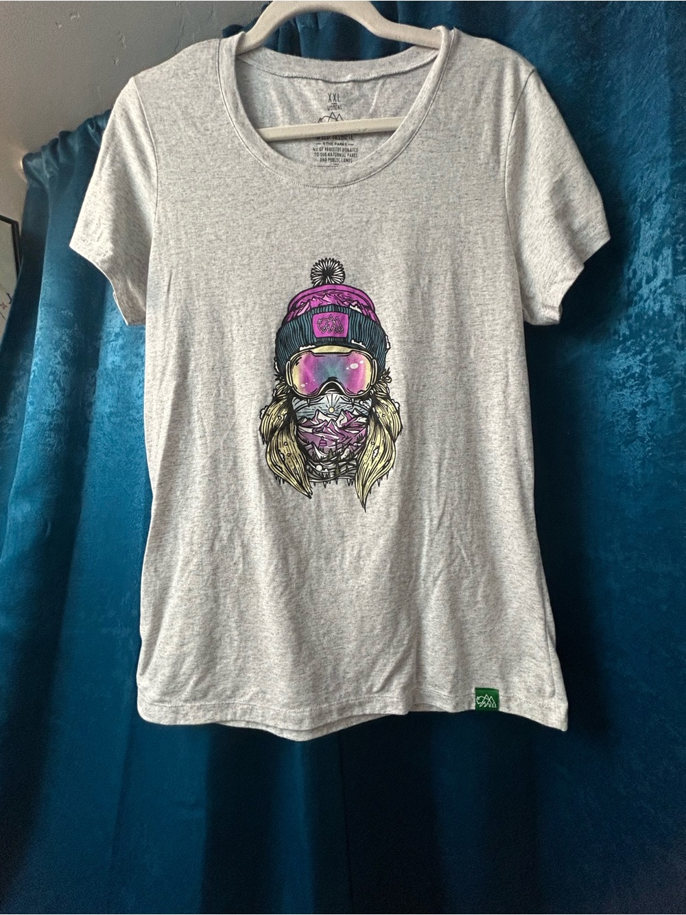 Heather Gray Short Sleeve Graphic Tee with Pink Accent